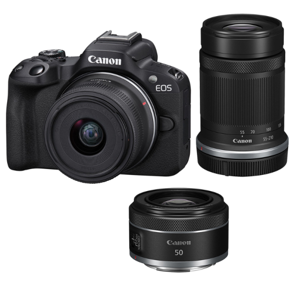 Canon EOS R50 Mirrorless Camera with 18‑45mm and 55‑210mm Lenses