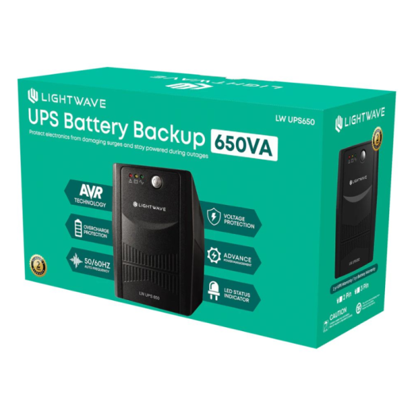 Lightwave LW 650VA 3-Pin UPS 360W Line-Interactive AVR