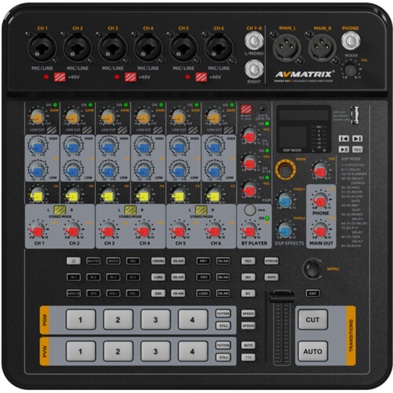 AVMATRIX SHARK S4M 4-Channel 3G-SDIHDMI Live Streaming Switcher with 10.1 IPS Display
